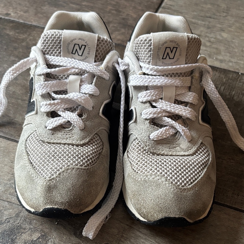 Kids New Balance Beige and Black Athletic Sneakers - Brand